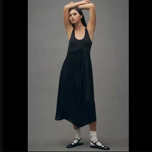 New M By Anthropologie the Gemini cap-sleeve Twofer sweater + dress set in blac - Picture 3 of 12